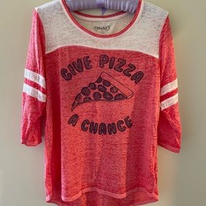 Mudd Girls 18 1/2 “Give Pizza a Chance” graphic tee